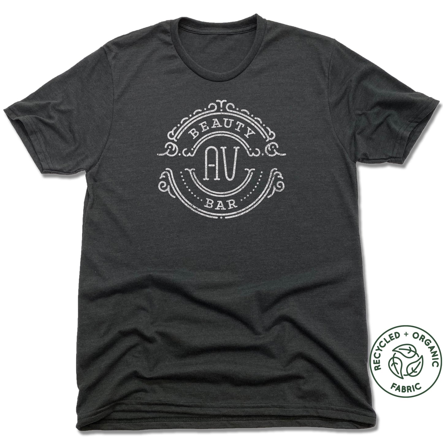 UNISEX Heather Black Recycled Tri-Blend | AV Beauty Bar Logo