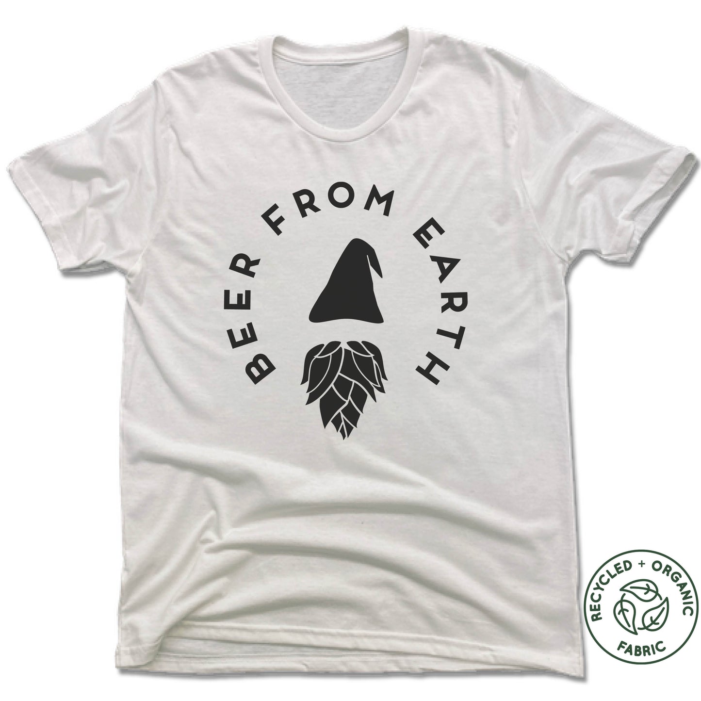 GNOMETOWN BREWING | UNISEX WHITE Recycled Tri-Blend | BEER FROM EARTH