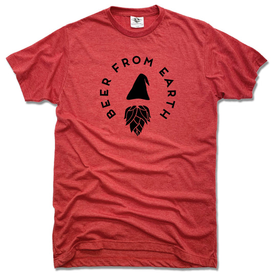 GNOMETOWN BREWING | UNISEX RED TEE | BEER FROM EARTH