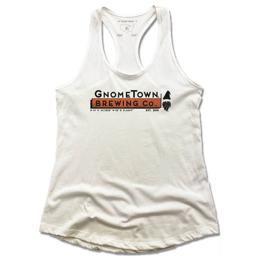 GNOMETOWN BREWING | LADIES WHITE TANK | LOGO