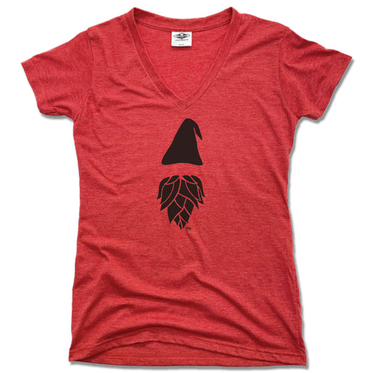 GNOMETOWN BREWING | LADIES RED V-NECK | GNOME