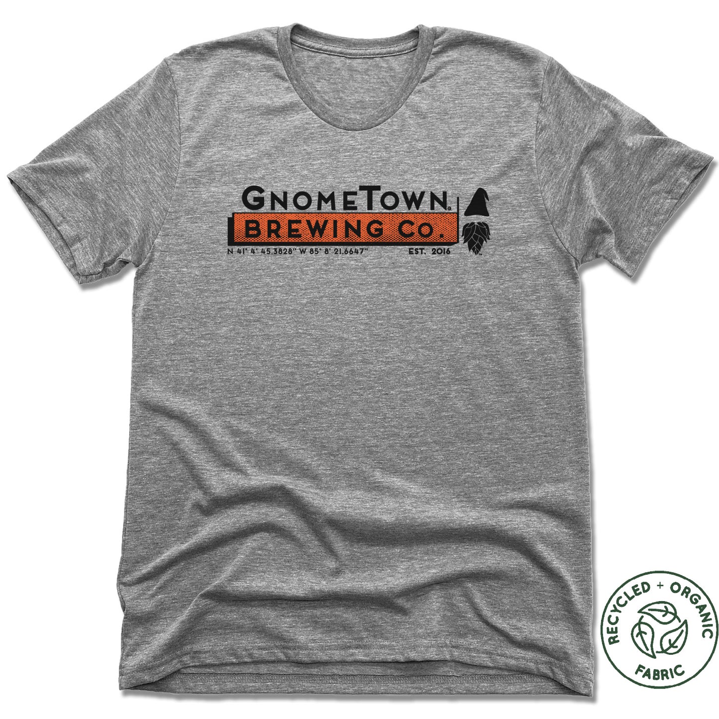 GNOMETOWN BREWING | UNISEX GRAY Recycled Tri-Blend | GNOMETOWN