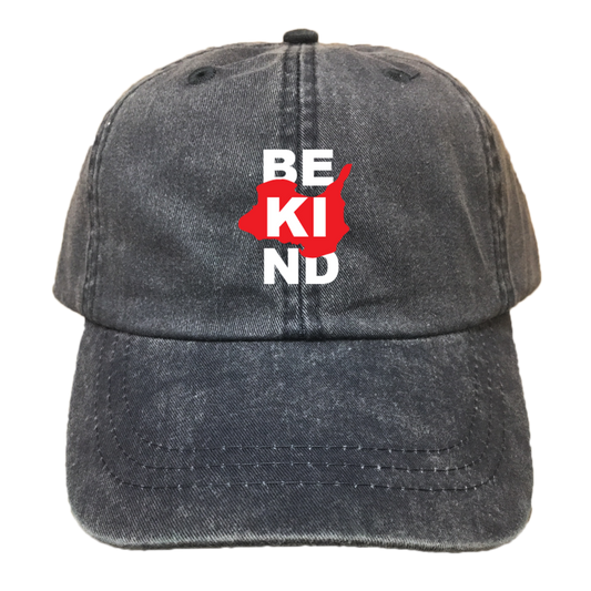 The Village Pump | COTTON TWILL HAT Black | Be Kind Red/White