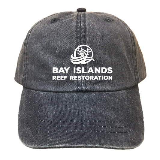 BAY ISLANDS REEF RESTORATION | EMBROIDERED BLACK HAT | WHITE LOGO
