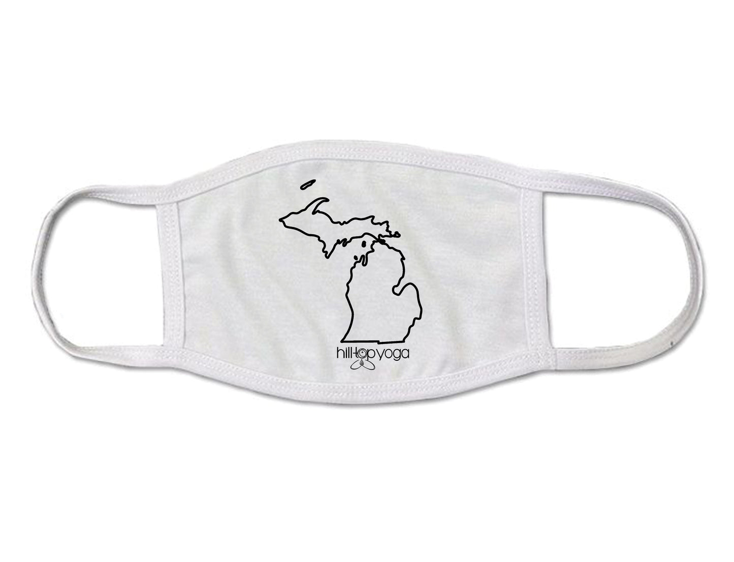 HILLTOP YOGA | UNISEX WHITE FACEMASK | BLACK LOGO