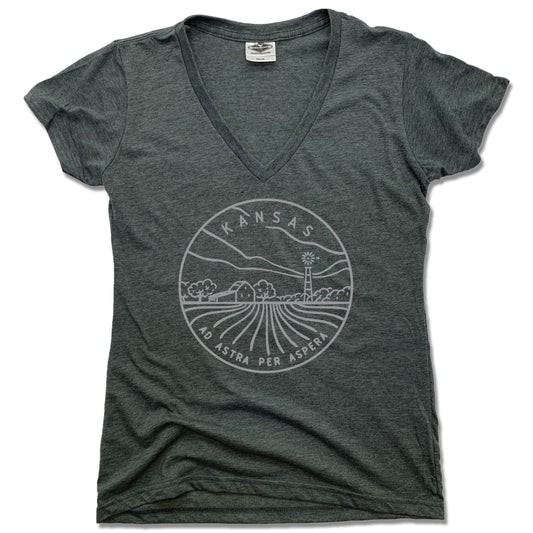 KANSAS LADIES' V-NECK | STATE SEAL | AD ASTRA PER ASPERA