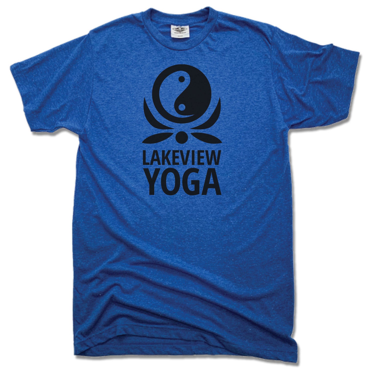 LAKEVIEW YOGA | UNISEX BLUE TEE | BLACK LOGO