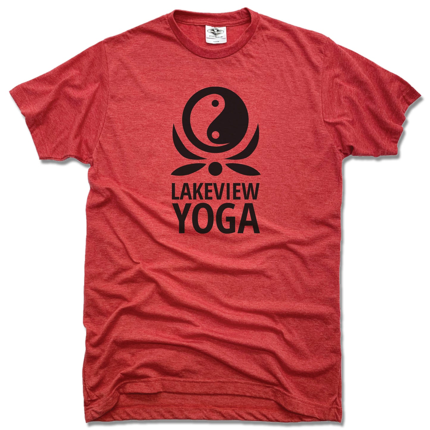 LAKEVIEW YOGA | UNISEX RED TEE | BLACK LOGO