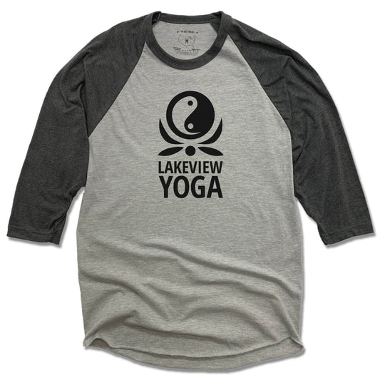 LAKEVIEW YOGA | GRAY 3/4 SLEEVE | BLACK LOGO