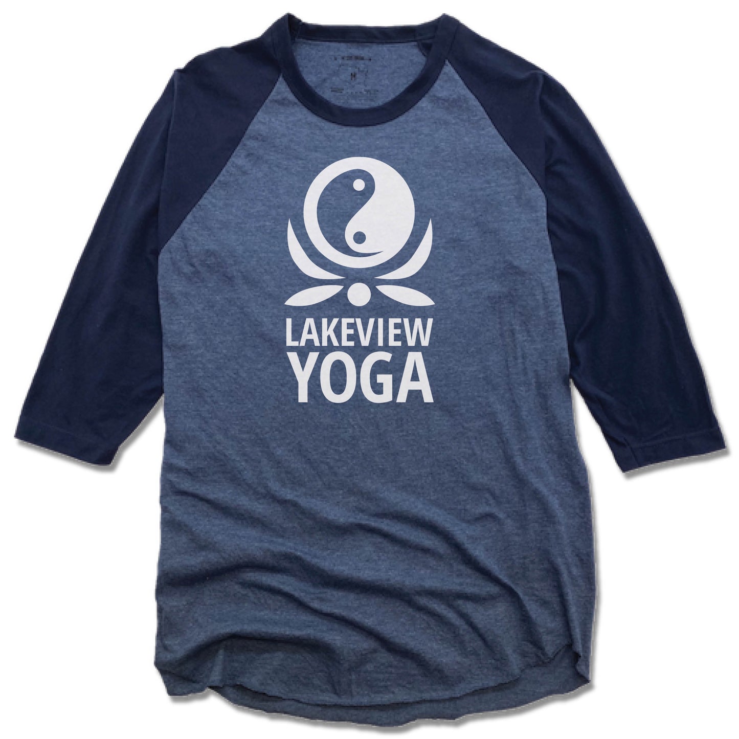 LAKEVIEW YOGA | DENIM/NAVY 3/4 SLEEVE | WHITE LOGO