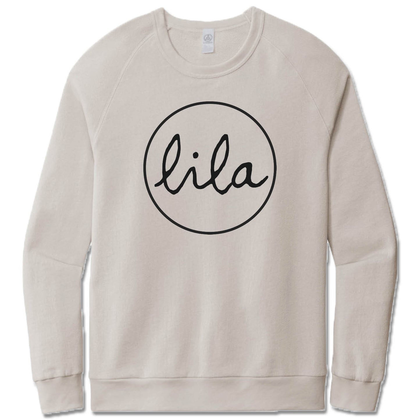 LILA YOGA | LIGHT GRAY FRENCH TERRY SWEATSHIRT | BLACK LOGO