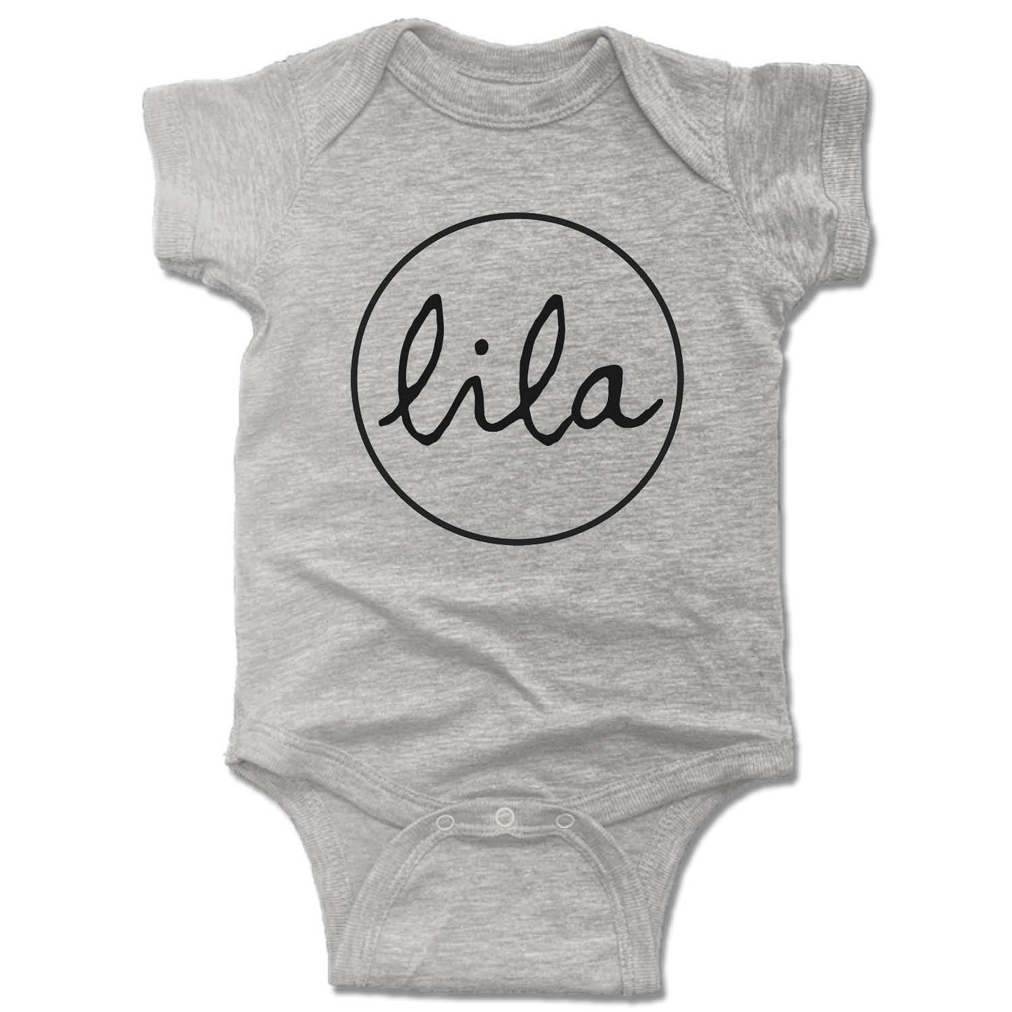 LILA YOGA | GRAY ONESIE | BLACK LOGO