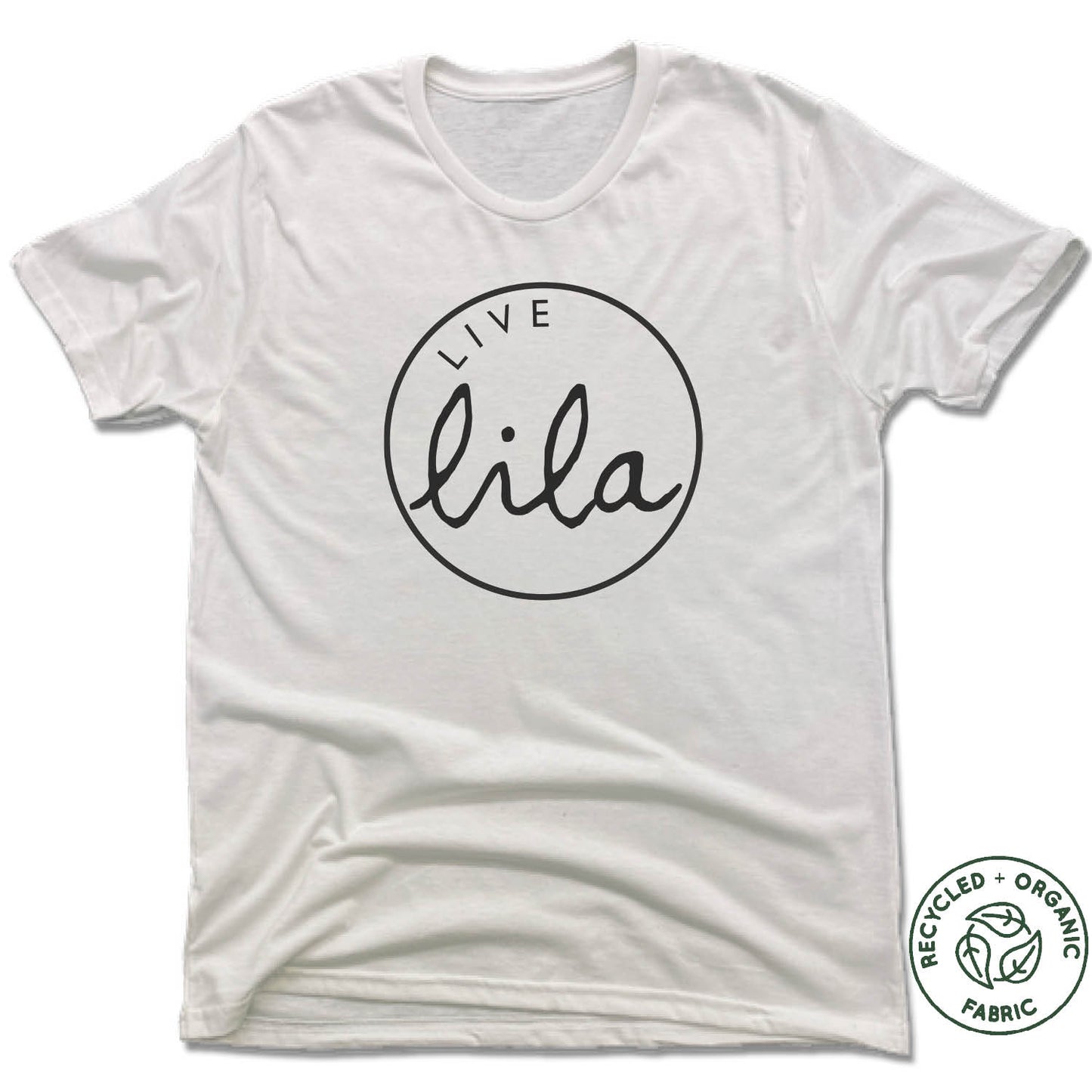 LILA YOGA | UNISEX WHITE Recycled Tri-Blend | LIVE LOGO