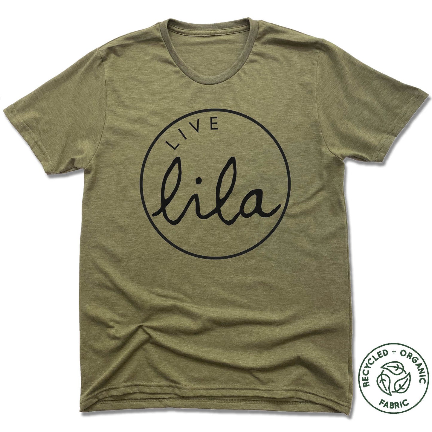 LILA YOGA | UNISEX OLIVE Recycled Tri-Blend | LIVE LOGO