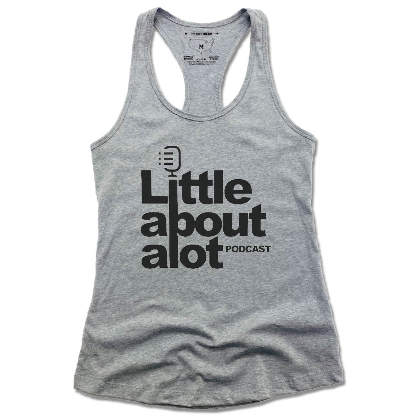 LITTLE ABOUT ALOT PODCAST | LADIES GRAY TANK | BLACK LOGO