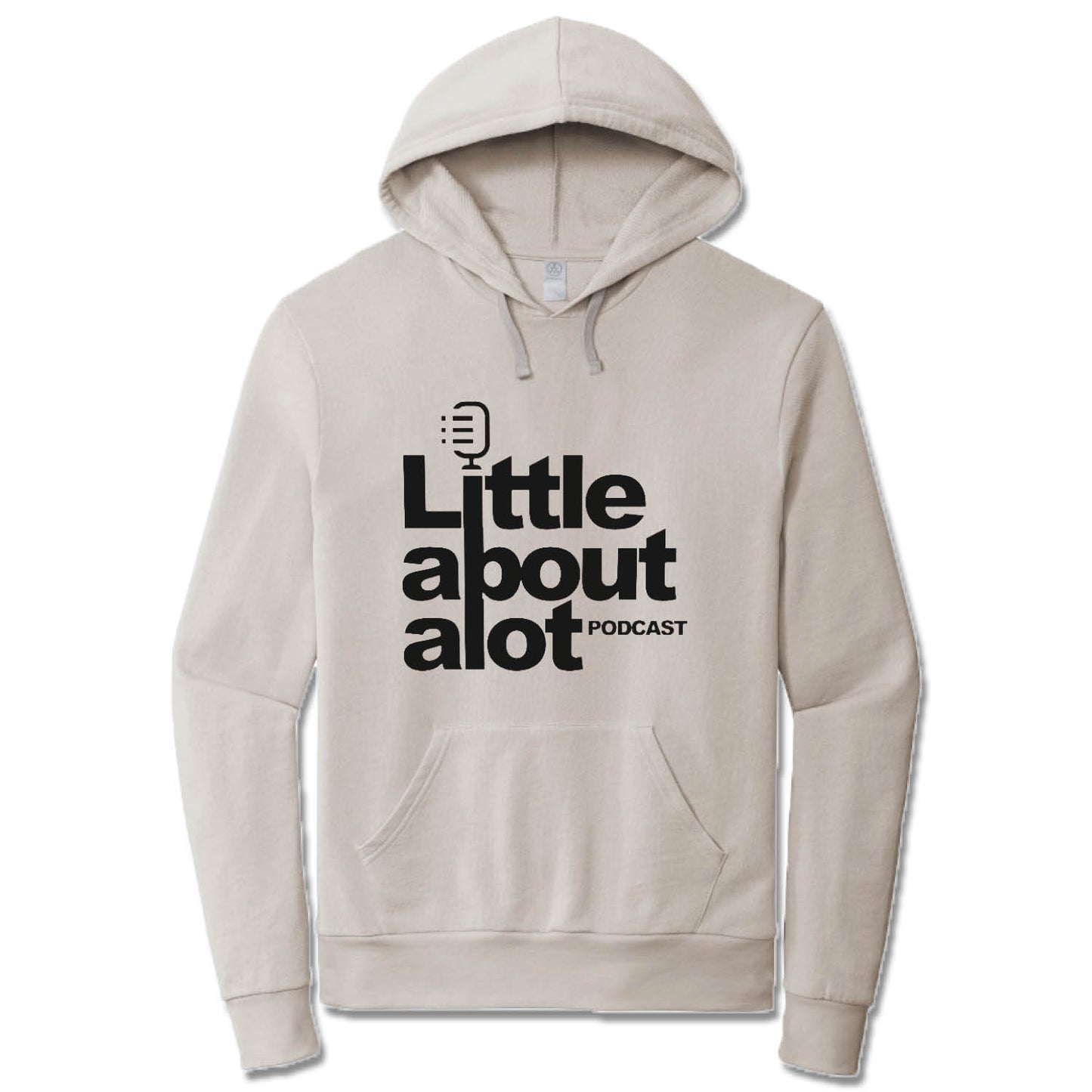 LITTLE ABOUT ALOT PODCAST | LIGHT GRAY FRENCH TERRY HOODIE | BLACK LOGO