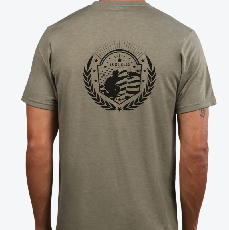 STEEL FORTRESS COFFEE | UNISEX OLIVE Recycled Tri-Blend | CREST