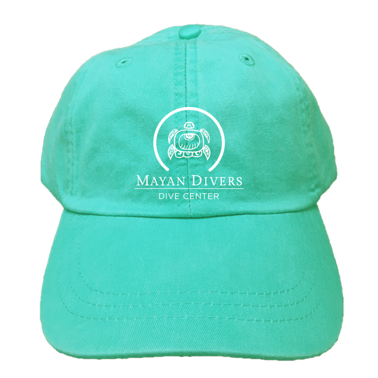 MAYAN DIVERS | EMBROIDERED SEAFOAM GREEN HAT | LOGO