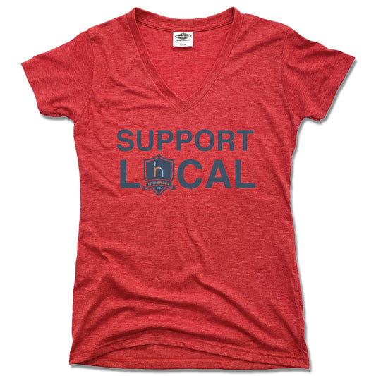 Support Local Rhinehaus | LADIES RED V-NECK