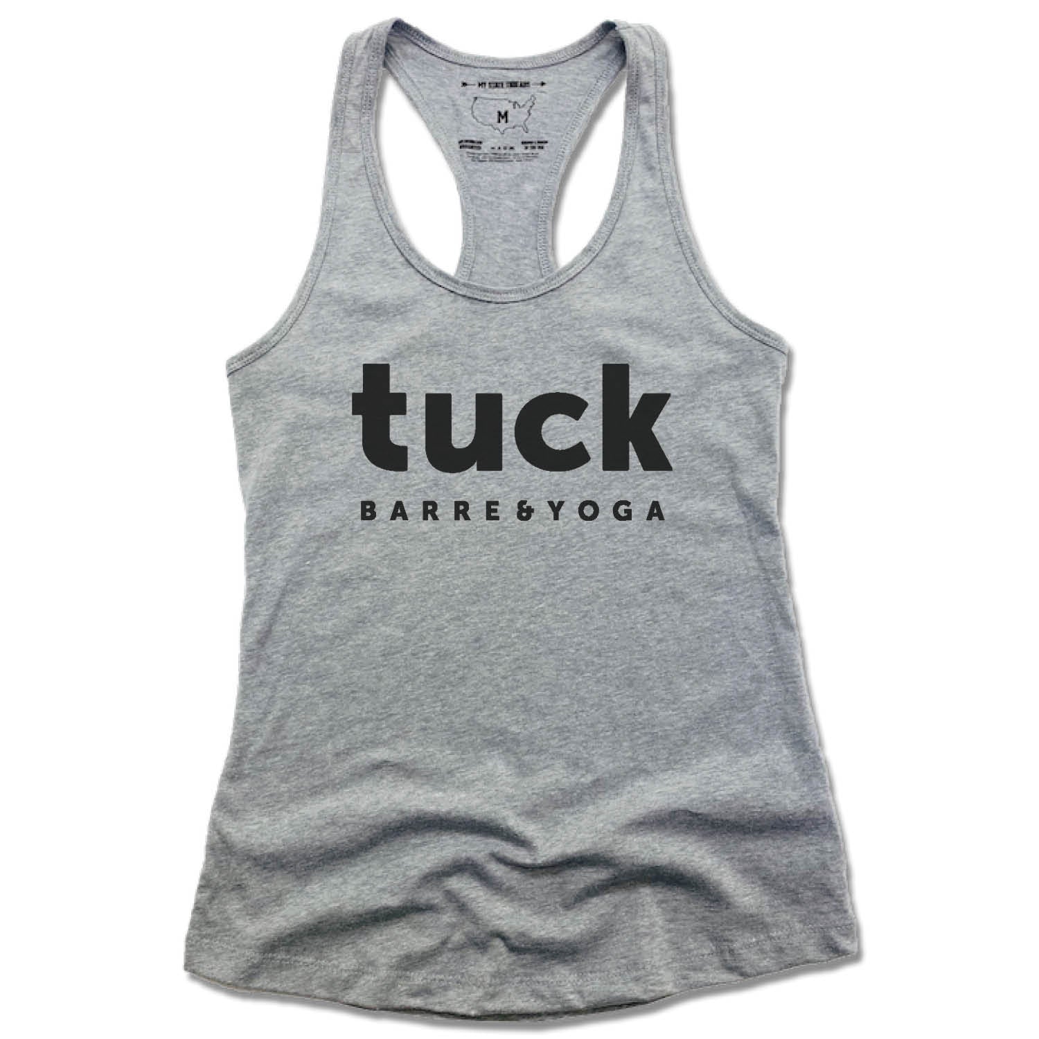 TUCK BARRE & YOGA | LADIES GRAY TANK | BLACK LOGO - My State Threads