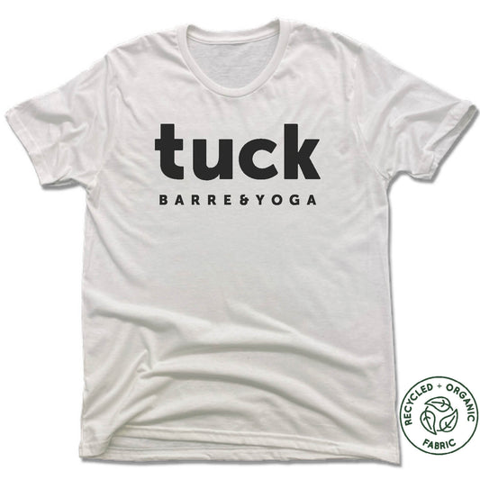 TUCK BARRE & YOGA | UNISEX WHITE Recycled Tri-Blend | BLACK LOGO