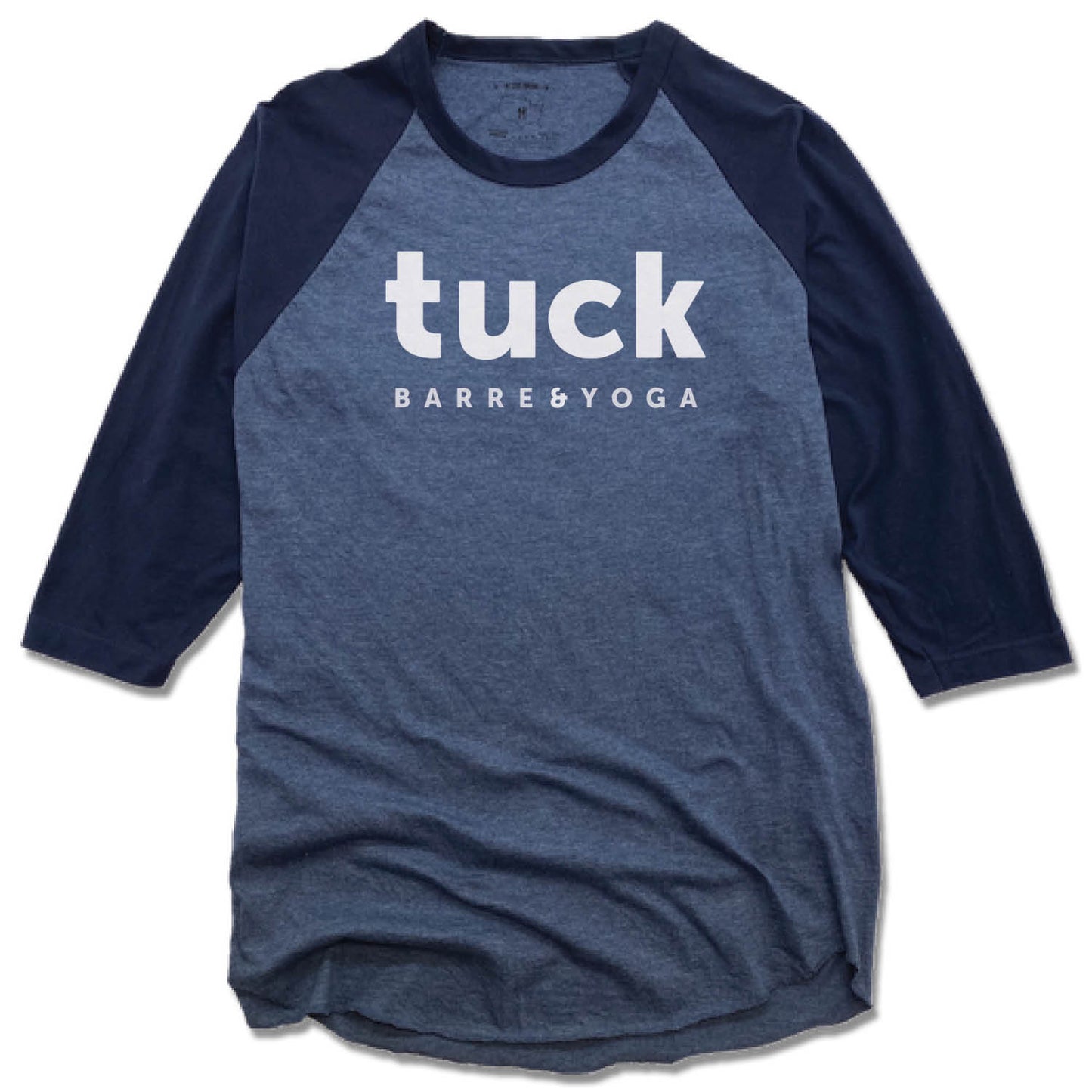 TUCK BARRE & YOGA | DENIM/NAVY 3/4 SLEEVE | WHITE LOGO