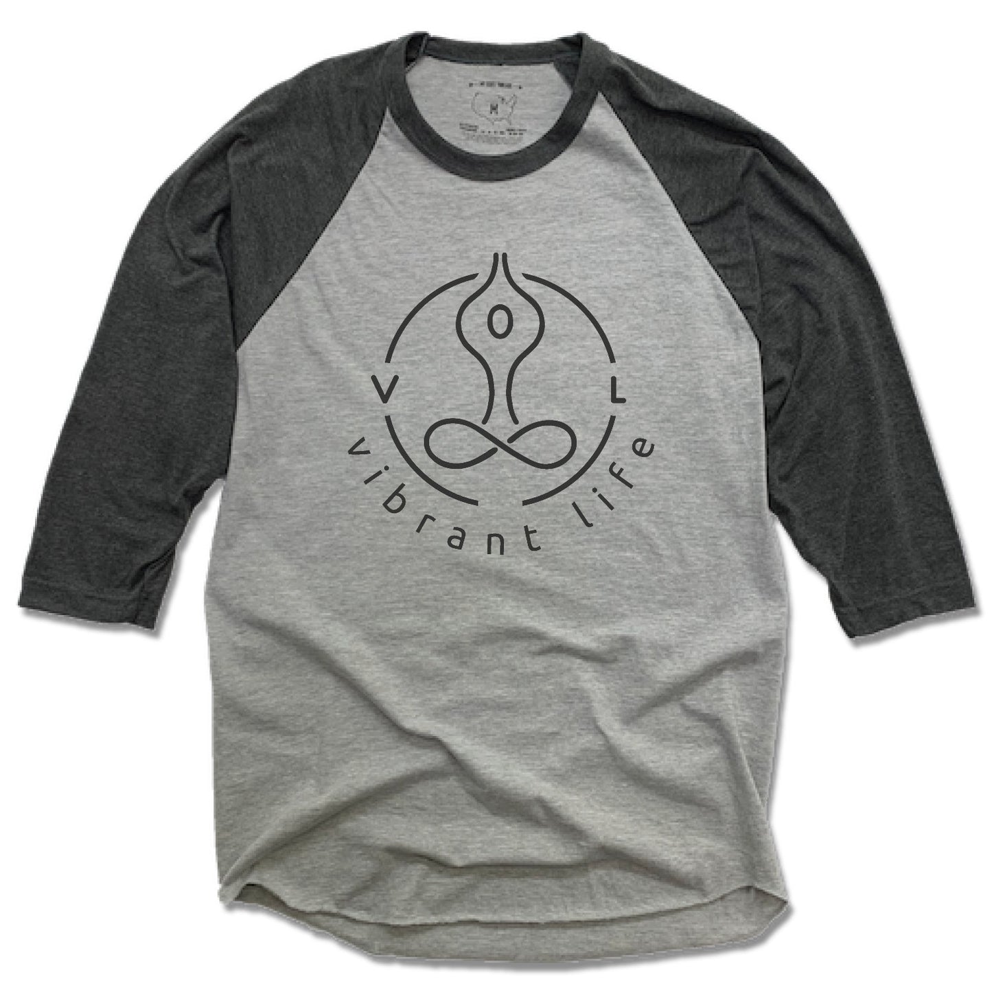 VIBRANT LIFE YOGA STUDIO | GRAY 3/4 SLEEVE | BLACK LOGO