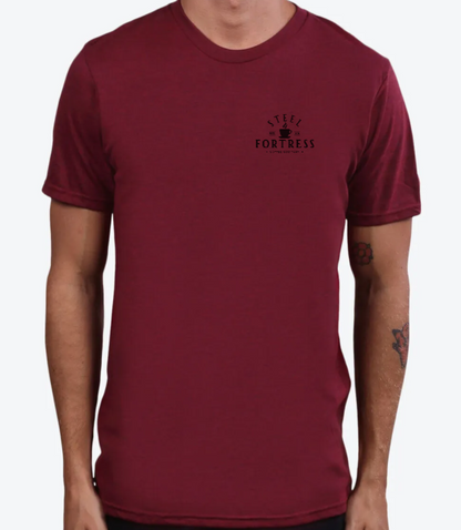 STEEL FORTRESS COFFEE | UNISEX VINO RED Recycled Tri-Blend | CREST