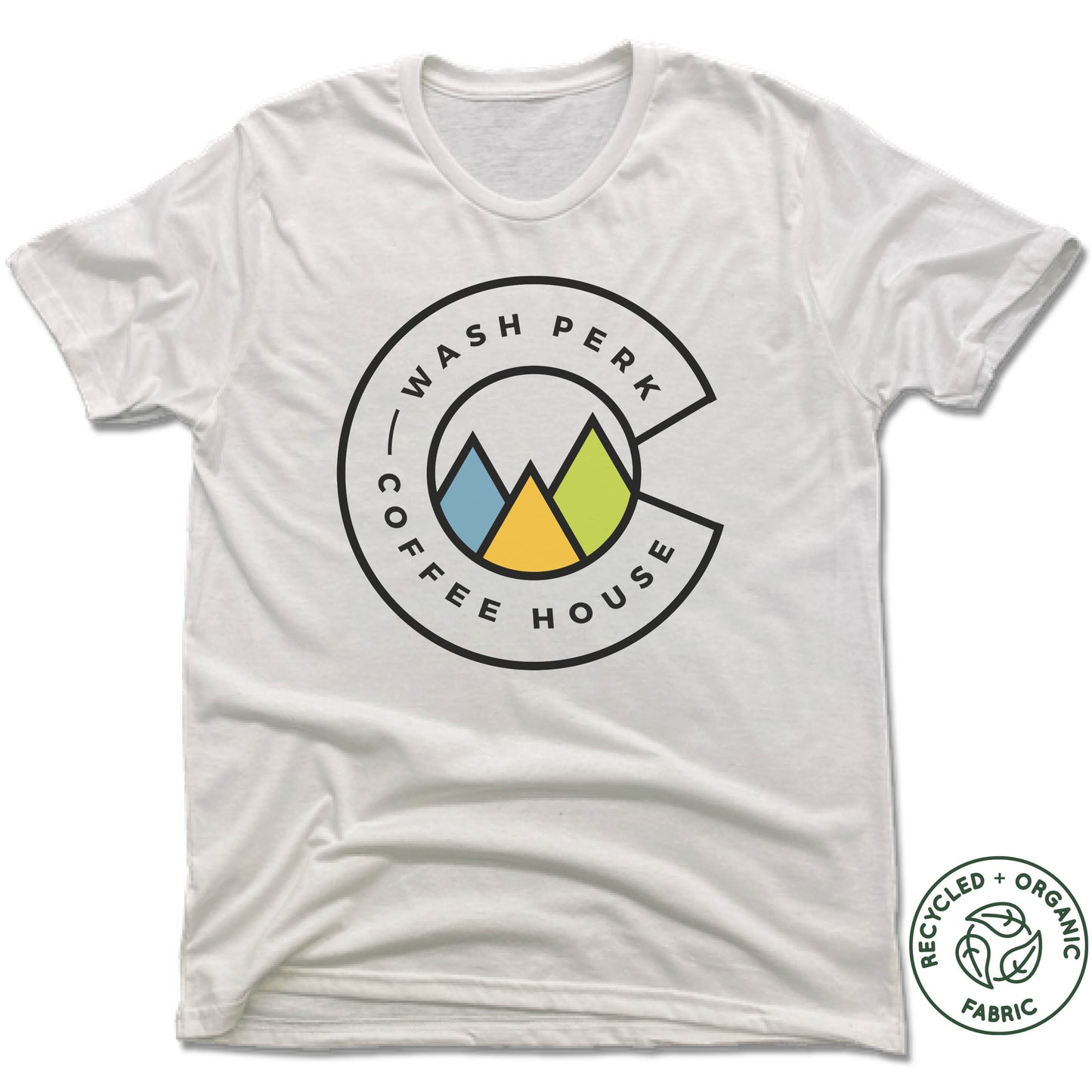 WASHPERK COFFEE HOUSE | UNISEX WHITE Recycled Tri-Blend | MOUNTAINS