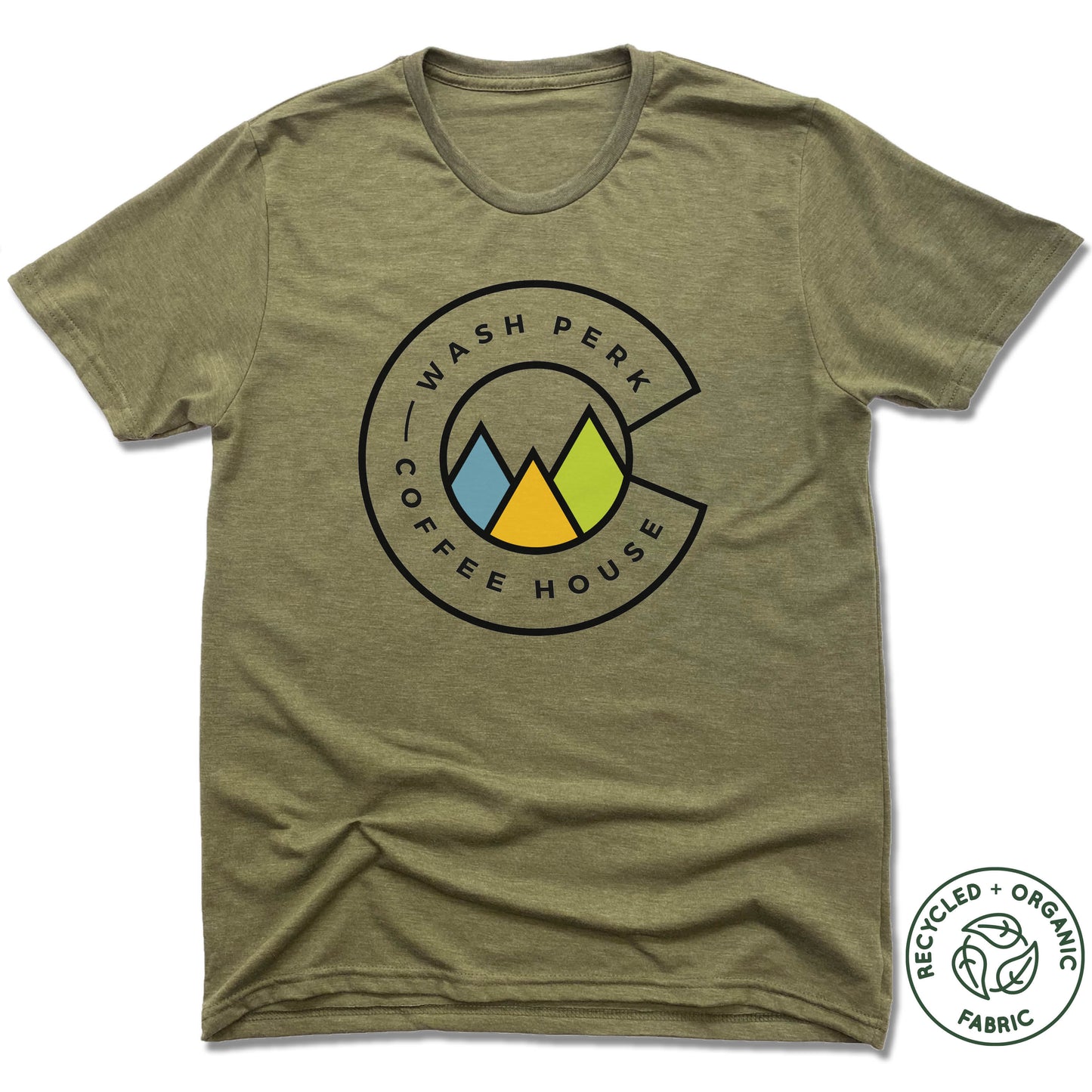 WASHPERK COFFEE HOUSE | UNISEX OLIVE Recycled Tri-Blend | MOUNTAINS