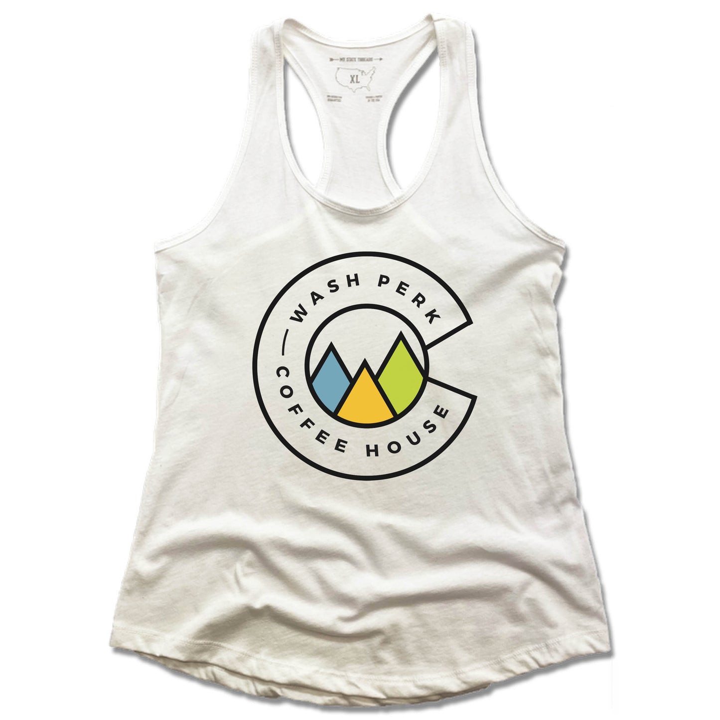 WASHPERK COFFEE HOUSE | LADIES WHITE TANK | MOUNTAINS