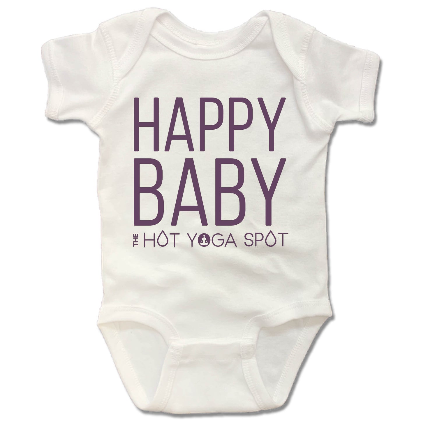 THE HOT YOGA SPOT | WHITE ONESIE | HAPPY BABY LOGO