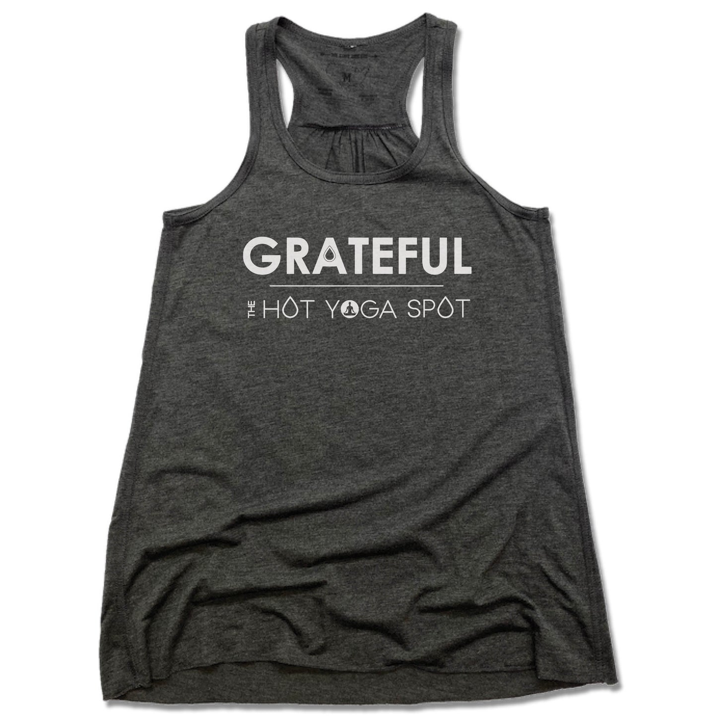 THE HOT YOGA SPOT | LADIES GRAY FLOWY TANK | YOGA SPOT GRATEFUL