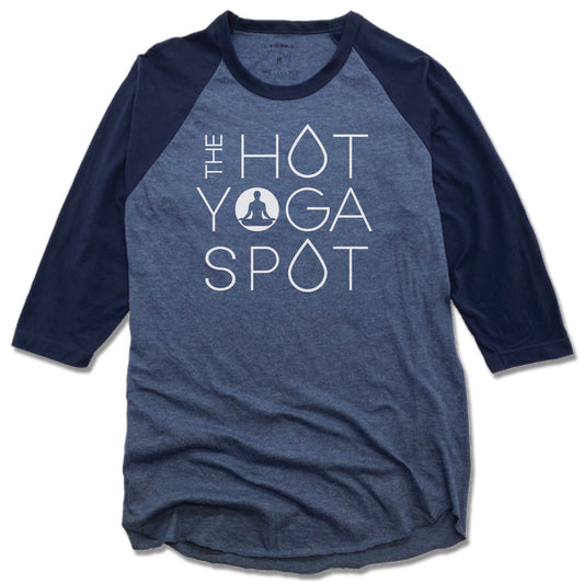 THE HOT YOGA SPOT | DENIM/NAVY 3/4 SLEEVE | WHITE LOGO